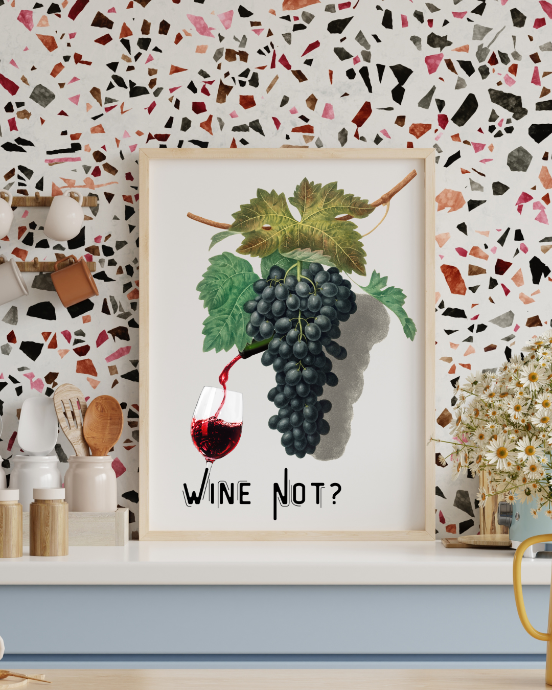 Wine Not Black Framed Poster