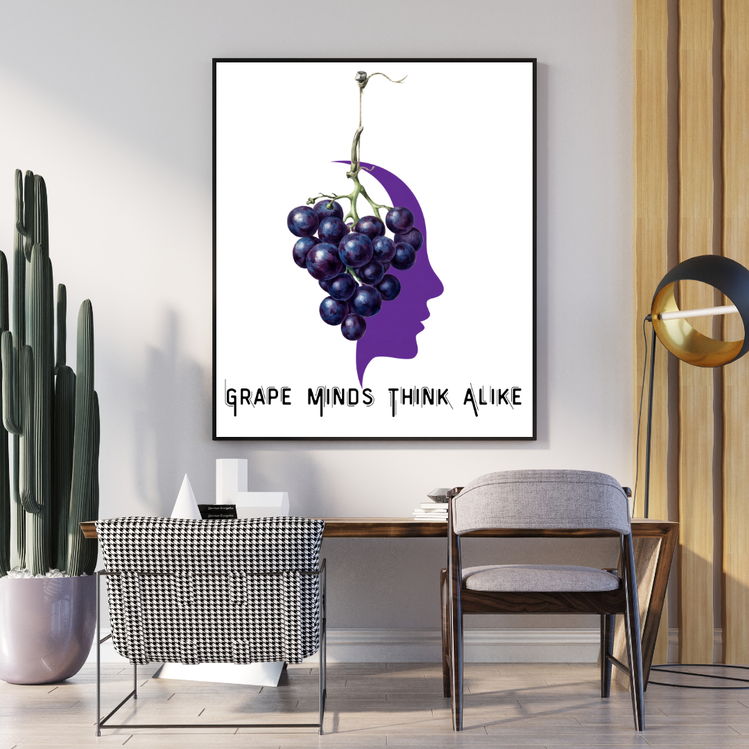 Grape Minds Black Framed Poster
