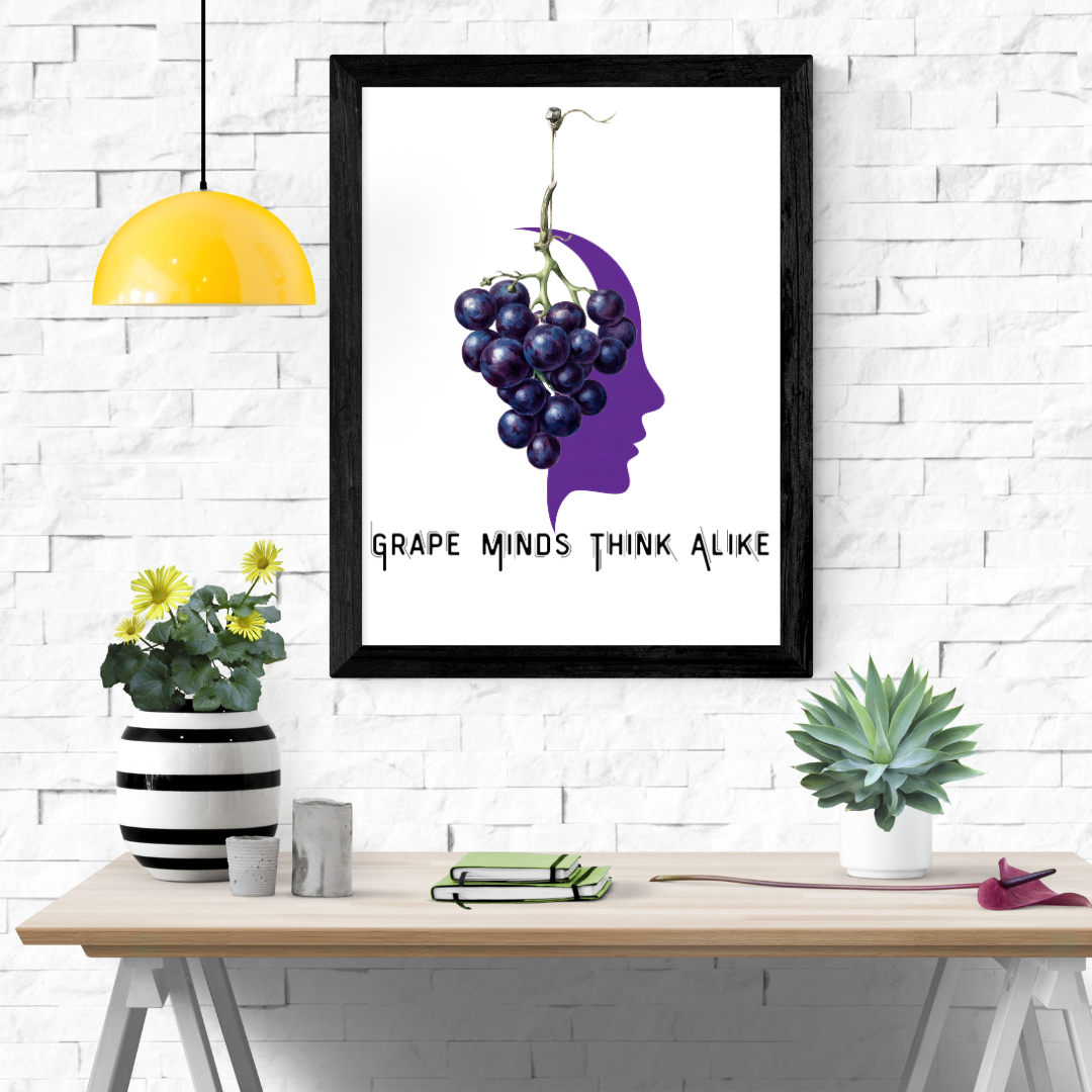 Grape Minds Black Framed Poster